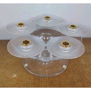 Lalique Crystal Vintage 8.5" Sophia Candelabra With Clear Bobeches Signed